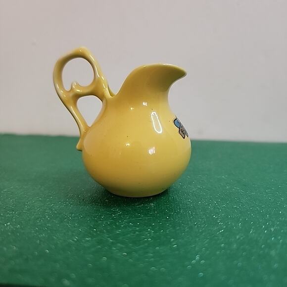 VTG BOYS TOWN Nebraska Pottery Small pitcher jug Creamer Yellow Signed - Picture 4 of 8